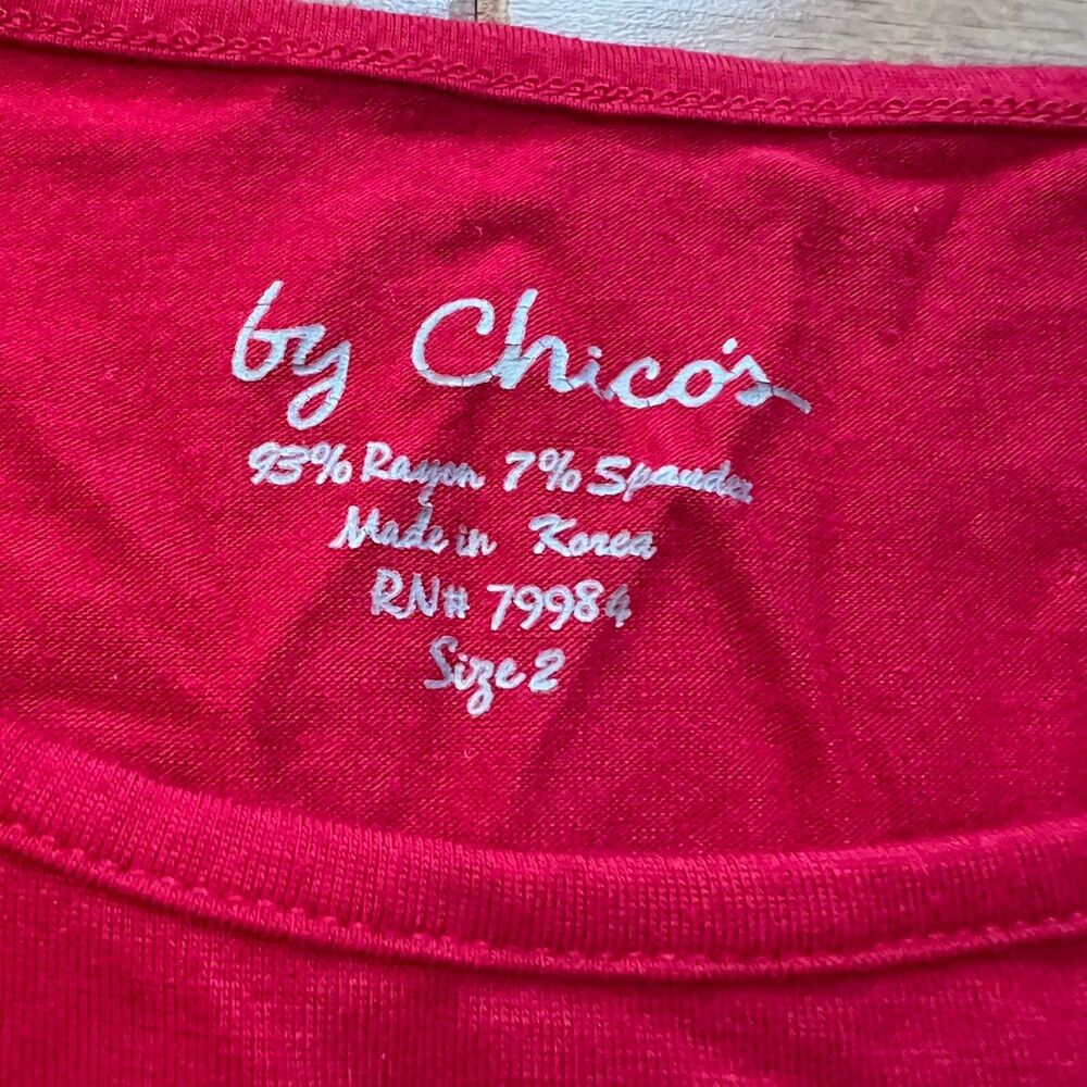 Chico's Karina Long Sleeve Tee Size 2 (L/12) Red - Picture 3 of 6